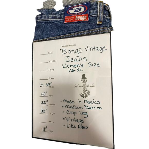 Bongo Jeans Women's Capri XL Size 13 Cuffed Medium Blue Denim - Picture 15 of 16